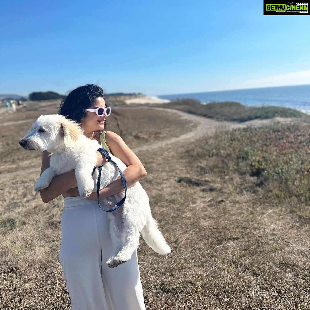 Mithila Palkar Instagram - A good day with my lil boo thang! #wallyboi 🐶 Halfmoon Bay California