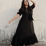Miya George Instagram - Last from this series 😝 📸 @merin__georg dress @lisdesigns.in styling @sabarinathk_ makeup @amal_ajithkumar jewelry @adorebypriyanka