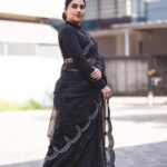 Miya George Instagram - Style. Class. Simple. Charming. Elegant - Black always works Saree @pothyskerala Styling @sabarinathk_ Mua @femy_antony__