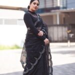 Miya George Instagram - Style. Class. Simple. Charming. Elegant - Black always works Saree @pothyskerala Styling @sabarinathk_ Mua @femy_antony__