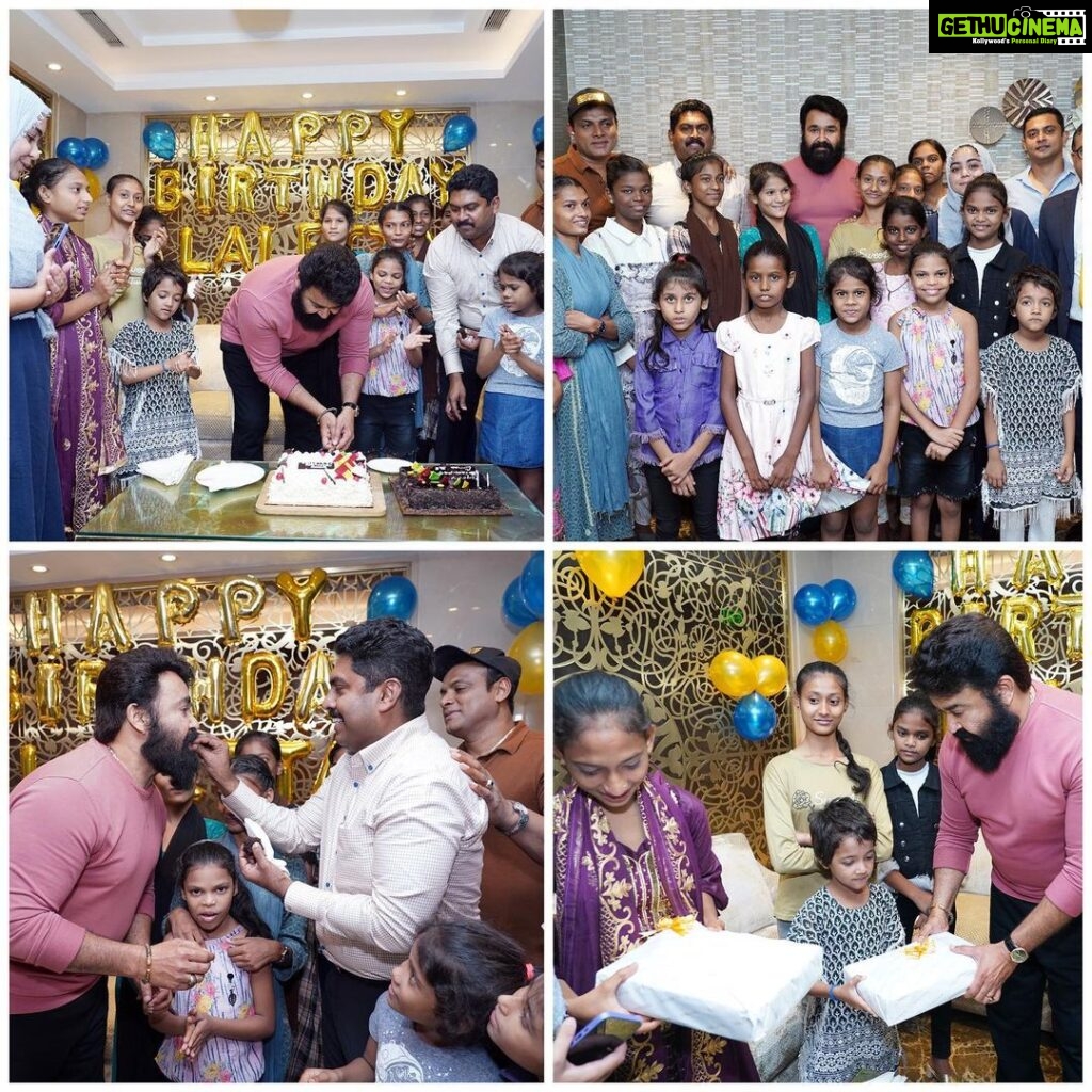 Mohanlal Instagram - A humble birthday celebration with the blessings of the little angels of Angelz Hut, a shelter home run by the HUM Foundation! The project nurtures girls from underprivileged communities, empowering them for a great future. Thank you for this day, Zon Edamuttath! @nirantahotel