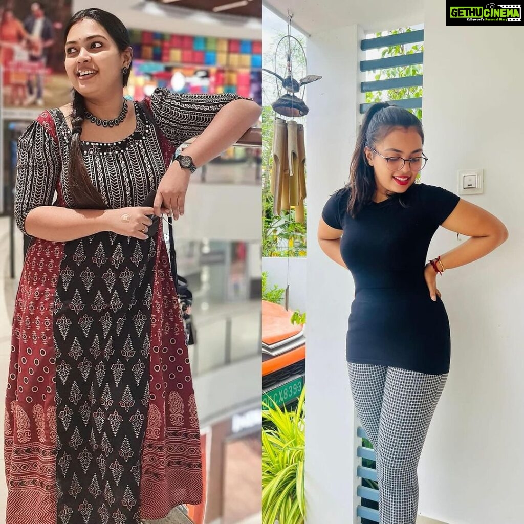 Mridula Vijay Instagram - Then & now Thanks @shanu_the_fitness_mentor bro for helping me to get back in shape . Yes it’s hard to achieve with a baby but determination and effort speaks ✌🏻 #postpartum #postpartumfitness
