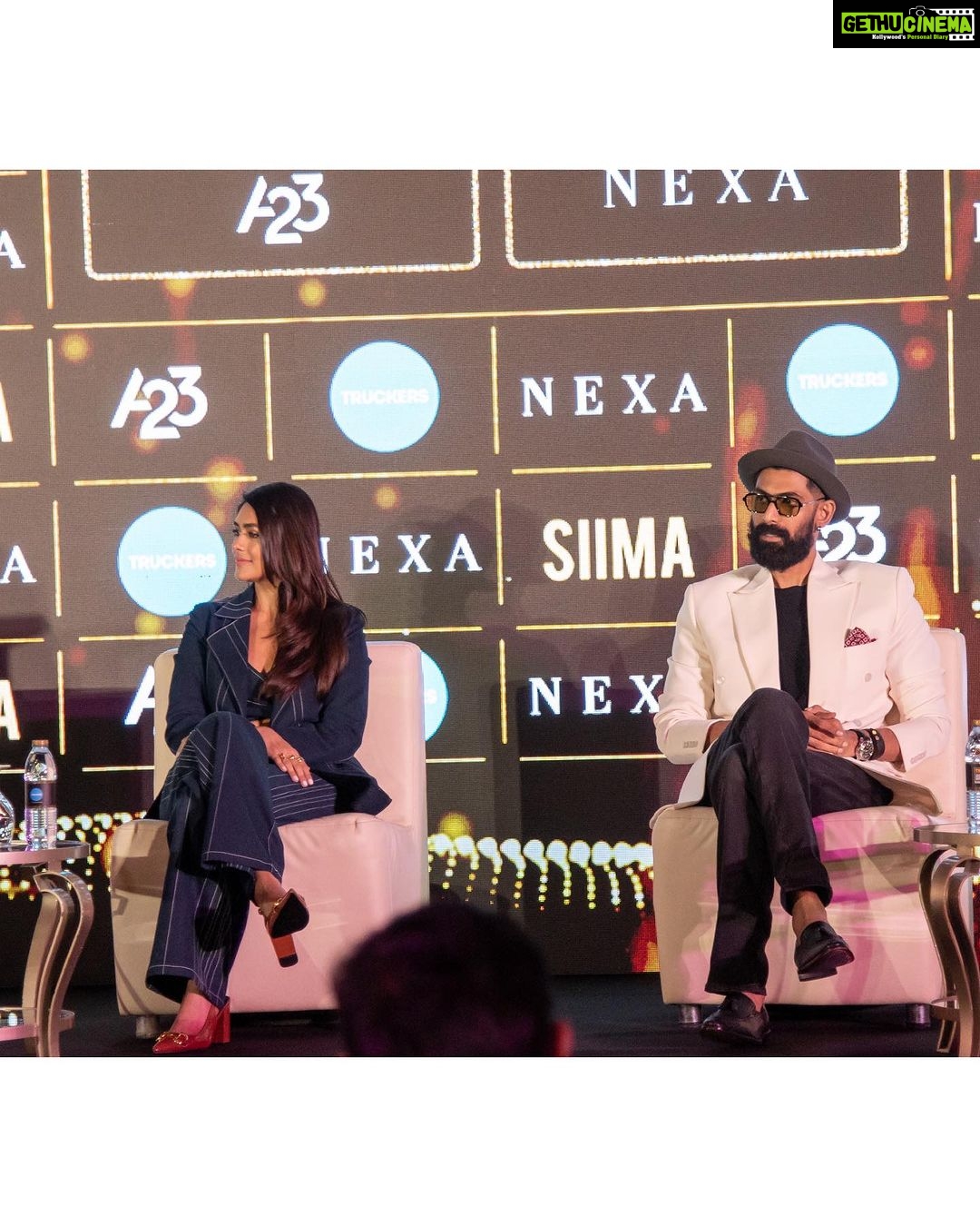 Mrunal Thakur Instagram - This is what I’d call a day well spent. Thank you @siimawards for inviting me to be a part of this event today. For me #SIIMA is a platform that has consistently encouraged and honoured so many talents over the years. A special shout out to Vishnu Vardhan garu and Brinda Prasad garu for spearheading this, year after year. @ranadaggubati as always, such a pleasure (and so much fun) sharing the stage with you. Looking forward to celebrating the true beauty of Indian cinema, beyond borders and languages at the @siimawards on Sept 15 & 16.