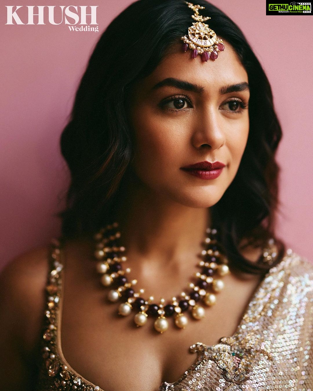 Mrunal Thakur Instagram - Splash of Indian finery for @khushmag's latest issue! β€βπ₯ Wearing @rimpleandharpreet ββ Editor-in-chief: @sonia_ullah Photography: @vanshvirmani Creative Director: @mannisahota_ Fashion Editor: @vikas_r Jr. Fashion Editor: @tanishqmalhotraa Jewellery: @the_izzari Makeup: @missblender Hair: @pushkinbhasin Videography: @studiothirty6_films Styling Assistant: @thestylethesaurus_ Location: @rajasthalijaipur #KhushWedding #Khushmagazine #MrunalThakur