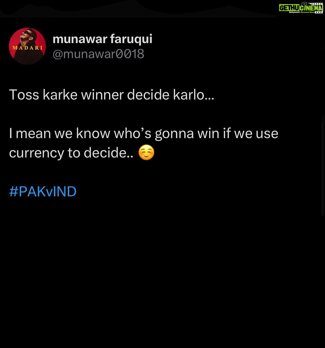 Munawar Faruqui Instagram - #indvspak 😬