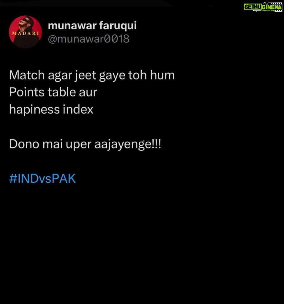 Munawar Faruqui Instagram - #indvspak 😬