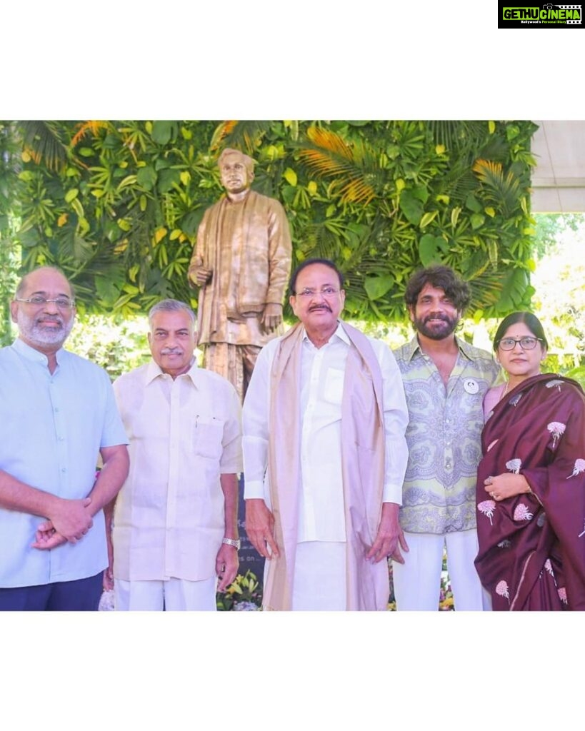 Naga Chaitanya Instagram - Such a memorable intimate morning it was unveiling the ANR statue @annapurnastudios #anr100 . Thank you Venkaiah Naidu garu and all the guests present for making it special , also the entire team at Annapurna . #celebratinganr100 #anrliveson