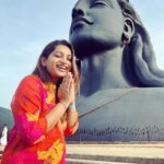 Nakshathra Nagesh Instagram – A happy place! ❤️🧿🙌🏼 Adiyogi Shiva statue