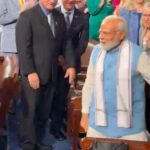 Namitha Instagram - What a Proud Moment for Us Indians!!! Never in the History of Indian politics, Has it ever been that the Indian Prime Minister gets 4 minutes long Standing Ovation👏👏👏👏 I have Goose bumps and choked throat simultaneously.. Overwhelming Emotions of Pride and Joy 😊 This is none other than Our Indian Singam Shri @narendramodi ji.. Really Proud be an Indian ! My Children and My Family is honestly very Lucky to be Living and Thriving under @narendramodi ji reign. @bjp4india @bjp4tamilnadu @narendramodi Vande Mataram ! 🇮🇳