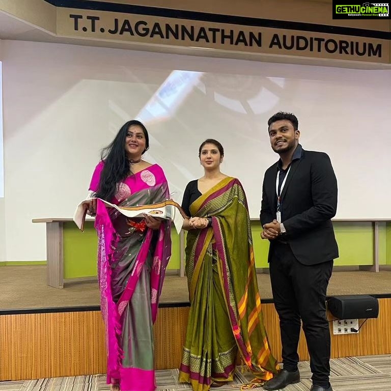 Namitha Instagram - My husband @m_v_chowdhary and I, were thrilled to be invited as the Chief Guests for the 5th edition of the Glocal Teen Hero India event, scheduled on September 12th at IIT Madras.This occasion was dedicated to honoring the dedication and innovative spirit of teenagers who are actively making a positive impact on the world. The primary goal of this program is to inspire and empower teenagers and young adults to step beyond their comfort zones, harness their creativity, and cultivate an entrepreneurial mindset. #wolfguard #iitchennai #positivemindset #meaningfulconversations #saree