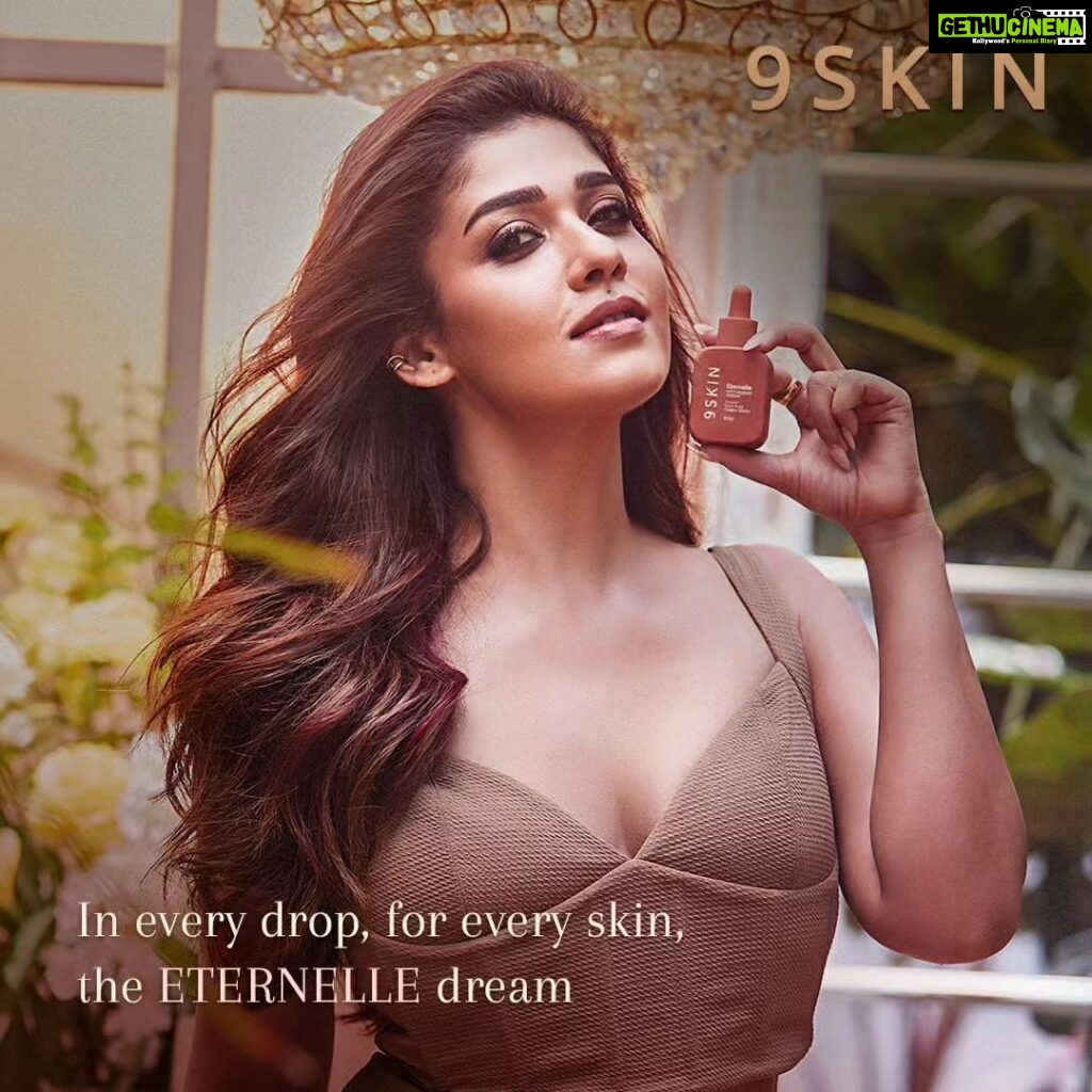 Nayanthara Instagram - Introducing Eternelle, the Anti-Aging Serum. Reduce fine lines, wrinkles and dark spots as time stands still with Eternelle. Get your hands on this luxurious formula featuring the wonders of Vetiver, Ginko Biloba and Gotu Kola. #FirstOfFive #9SKINCares