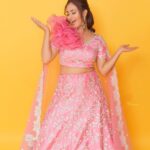 Neha Gowda Instagram - 🌸💗🌸 Outfit - @vibbhinna MUA - @nikithaanandmakeup Hairstylist - @hairstylist_rekhaa PC - @arunkummar_portraits Accessories - @beadedtreasuresjewelry #phptoshoot #instagram #pink #lehenga #happiness
