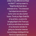 Nidhi Shah Instagram – The amount of love I get from you guys is beyond imagination. Thank you for the love and blessings 🤗 happy 3 years kinju baby 💕
@rajan.shahi.543 @directorskutproduction 
@starplus