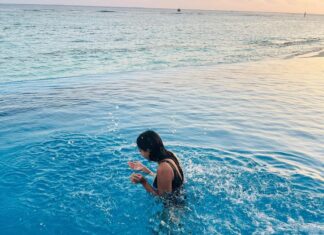 Nikita Dutta Instagram - Life is always better watching sunsets on a beach, while also sitting in a pool 🖤 🌊 . . . #Throwback #Maldives #IndianOcean #hideawaybeachmaldives #signaturecollectionmaldives . . . Outfit by @mezzalunafashions styled by @jaferalimunshi assisted by @ankitha_chauhan @sr_styleco 📍: @hideawaybeachmaldives @signaturecollectionmaldives @lilytoursmaldives