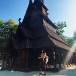Nivetha Pethuraj Instagram - It was first built in the year 1170 in Fortun and later moved to Fantoft in 1883.. it felt surreal being in and around it.. 🤍 Fantoft Stave Church