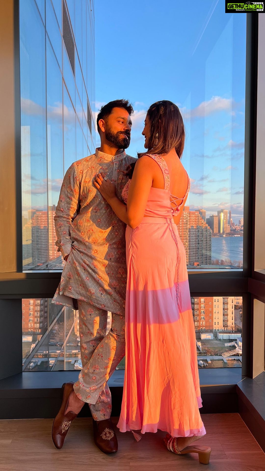 Pooja Jhaveri Instagram - 12/28/2021 - He picked me from the airport at 5:00 am that is the first time we met ! We both did not know if we were going to come so far, and if we look back it still feels surreal ! Like many, our journey hasn’t been so easy. Living in 2 different countries and in 2 different time zones, there have been times when it really got difficult to keep up to it. We had sleepless nights so that we can talk to each other. Travelled back and forth, taking 18 hours flight just so that we could meet and spend time together. Our careers took a toss. Work got slow and we literally lived out of bags… This one year has been nothing but a rollercoaster physically and emotionally. We are two opposites that got attracted to each other, and it was worth all the wait ! Here is how our 365 days have been. Can’t wait for the next 365 days to unfold ❤️ P.S. : (Here is our little secret ) @shaadi.com played the Cupid @ishan_sanghvi #2022 #couplegoals #story #iloveyou #happyanniversary #cheers #happiestyearofmylife #nothingbutlove #life #cutecouples #couple #couplequotes #lovestory #us