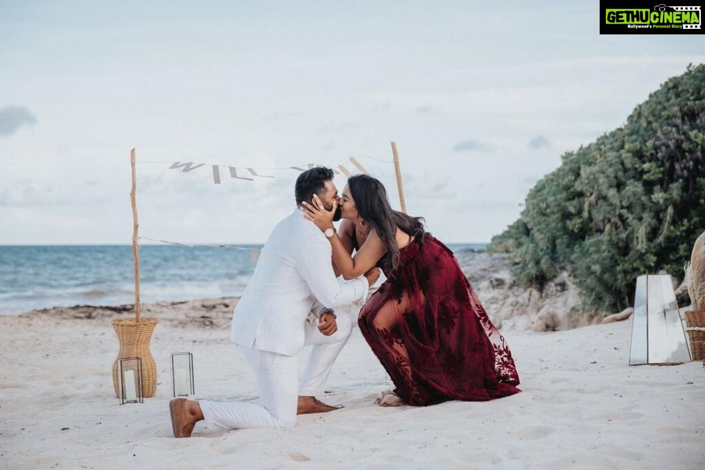 Pooja Jhaveri Instagram - And she said “YES” 🥂 08/12/2023 >> 12/08/2023 #JASHAN for life !! @jashan_ka_din 📸 : @ptaufiqphotography 📍: @habitastulum #engaged #proposal #marryme #willyoumarryme #taken #weddingbells #wedding #bride #bridetobe #groom #dreamproposal #proposal #surpriseproposal #beachproposal #ring #shesaidyes #isaidyes #bff #bestfriendforever #friendsforever