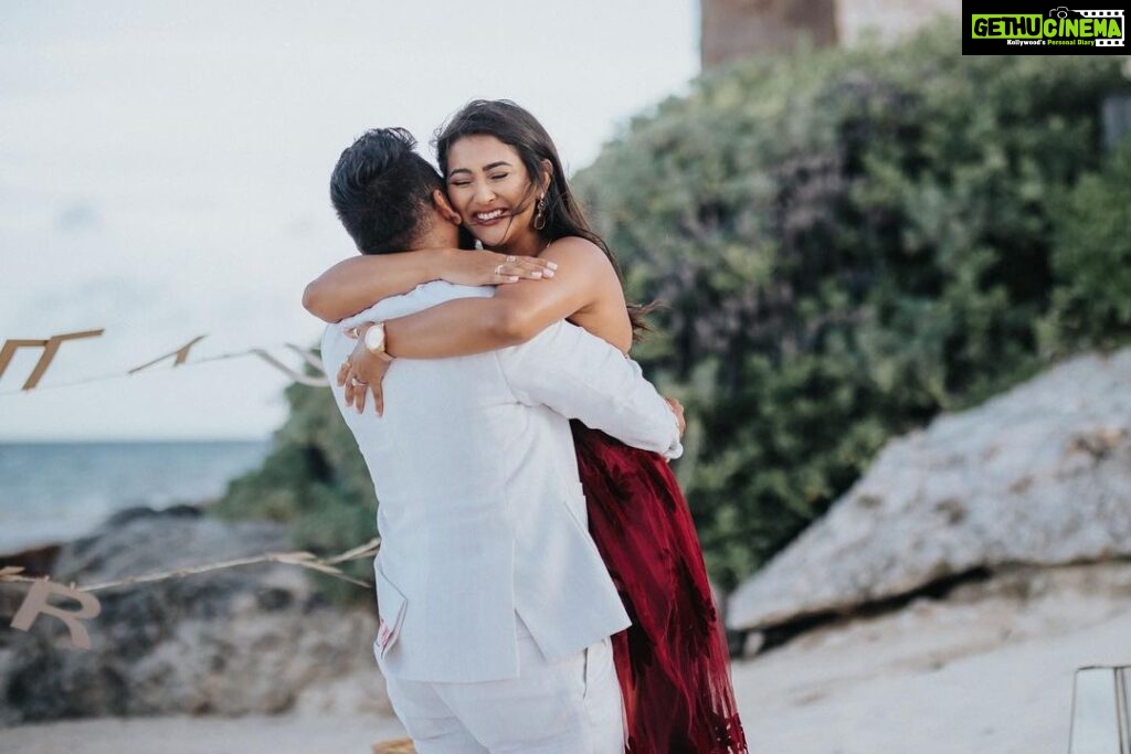 Pooja Jhaveri Instagram - And she said “YES” 🥂 08/12/2023 >> 12/08/2023 #JASHAN for life !! @jashan_ka_din 📸 : @ptaufiqphotography 📍: @habitastulum #engaged #proposal #marryme #willyoumarryme #taken #weddingbells #wedding #bride #bridetobe #groom #dreamproposal #proposal #surpriseproposal #beachproposal #ring #shesaidyes #isaidyes #bff #bestfriendforever #friendsforever