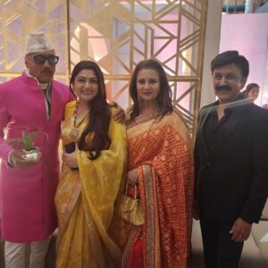 Poonam Dhillon Instagram - Being part of Friends Children's wedding is Real Joy .  Happiness is to be shared congratulations To proud mother Sumalatha . Wish all the best of Married life to Abisheik & Aviva .. Really Beautiful couple .  So nice to meet up with my Buddies Jackie & Khusboo and see RameshArvind after ages . @avivabidapa @sumalathaamarnath @abishekambareesh @prasad_bidapa