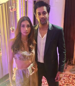 Poonam Dhillon Instagram - Good to see my  Friend & Colleague @iamsunnydeol  after ages on the  joyous occasion of his son's wedding celebrations. Congratulations  and Loads of Happiness to the lovely couple @imkarandeol & @drishaacharya . Great to attend the reception with both my bachaas @anmolthakeriadhillon @palomadhillon .
