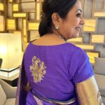 Poornima Bhagyaraj Instagram – Love this MS blue saree. Thanks @suhasinihasan  and @suresh.chakravarthy  for these photos. Love the special jewellery from @rimliboutique and blouse from @poornimas_store