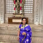 Poornima Bhagyaraj Instagram - Love this MS blue saree. Thanks @suhasinihasan and @suresh.chakravarthy for these photos. Love the special jewellery from @rimliboutique and blouse from @poornimas_store