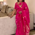Poornima Bhagyaraj Instagram - Dressed up in my favourite pink for #raavanakottam audio launch💞Blouse by @poornimas_store jewellery by @mspinkpantherjewel