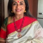 Poornima Bhagyaraj Instagram – Wedding season. Loved dressing up in this totally contrasting blouse and saree.Blouse design and embroidery by @poornimas_store