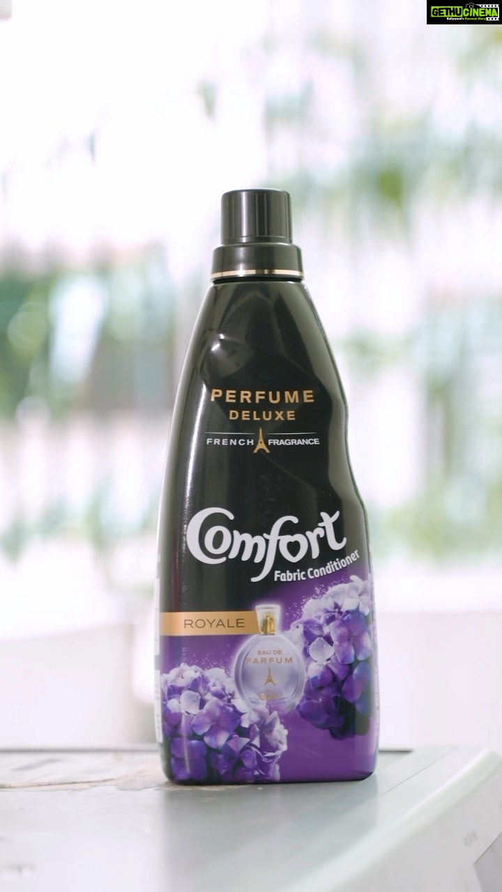 Poornitha Instagram - Since now you all know my secret for being pleasant, chirpy and always happy with Comfort Perfume Deluxe. It’s your turn to delve into the bed of French flowers and swing with the Lavender and Vanilla Velvety mood and change your vibe to everything French! Get ready to experience the elegance of Comfort perfume deluxe yourself! And, experience #TheFrenchPerfumeFragranceForYourFabric! The product is available on Amazon and Big Basket.