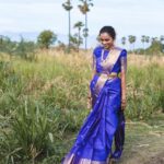 Pragathi Guruprasad Instagram - a few of my favorite things 🌿🥻 shot by: @tarunkoliyot saree: @chithrakailash blouse: @wearhash jewelry: @rimliboutique