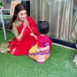 Pranitha Subhash Instagram - Had a Satyanarayana puja at a friends , dressed my little one up , left her in her crib (so she doesn’t make a mess in the meantime) and went into my room to change over. Came back in a few minutes only to find her asleep! Didn’t want to wake her up, So I quickly went by , wished my friend had lunch and came back only to see her rolling around in the balcony in her new langa jacket .. babies and their sleep times.. 🙈 Do my fellow new parents relate ?