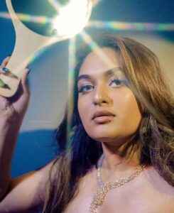 Prayaga Martin Instagram - She’s pure Astral light 📀 Diamonds @wondrdiamonds Photo @anandhuofficial# Lashes and lips @juli_julian_makeupartist