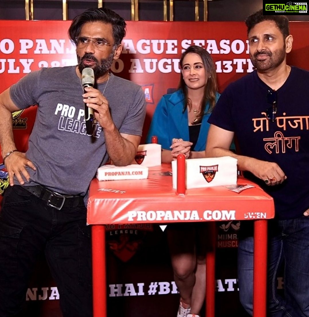 Preeti Jhangiani Instagram - Great press meet with @suniel.shetty sir yday and @jhangianipreeti @propanjaleague now showing on @sonysportsnetwork 🔥🔥🔥 Mumbai, Maharashtra