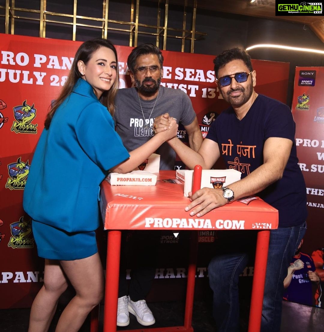 Preeti Jhangiani Instagram - Great press meet with @suniel.shetty sir yday and @jhangianipreeti @propanjaleague now showing on @sonysportsnetwork 🔥🔥🔥 Mumbai, Maharashtra