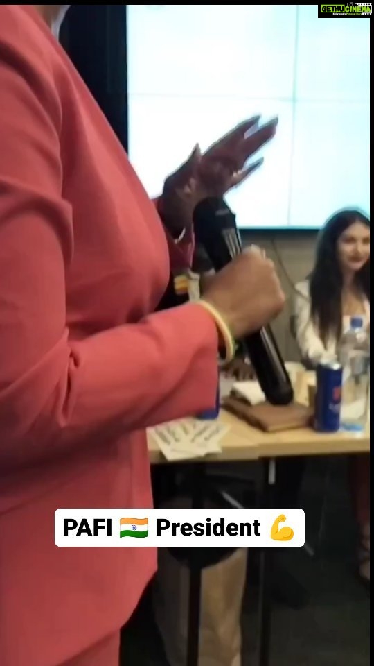 Preeti Jhangiani Instagram - @pafi.india PAFI President @jhangianipreeti gives acceptance speech after PAFI accepted as full member in WAF Congress' . . #WAF #PAFI #WorldArmwrestlingFederation