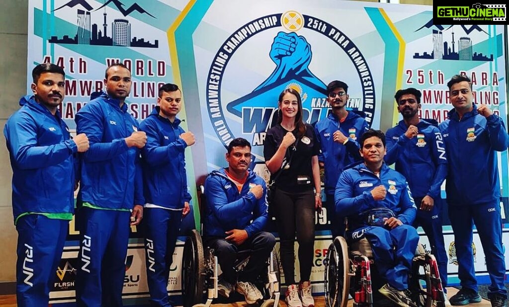 Preeti Jhangiani Instagram - With our formidable Para Team champions for the @wafarmwrestling Championships at Almaty, Kazakhastan Almaty, Kazakhstan