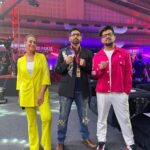 Preeti Jhangiani Instagram – Super charged up with @dabasparvin and our fab host @thatsmeaman for day 2 of the @propanjaleague in our outfits by @justbillibyrashmichhabra 
Styled by @avanticachaudhry 
@gauravchhabraofficial