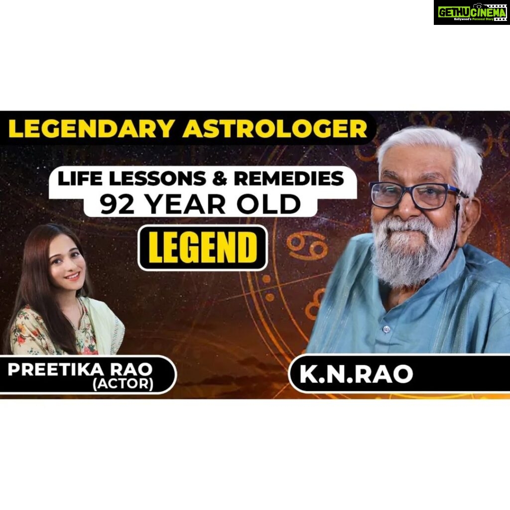 Preetika Rao Instagram - Astrologer KN Rao podcast at 92 on Life Lessons, Remedies, Kaal Sarp Dosh, Rahu Kaal, Total Denial of Marriage in one's horoscope etc .. Swipe Up Stories to watch full video on @preetika_pree YT Channel! #astrology #astrologer #astrologersofinstagram #astrologerofindia #astrologymemes #astrologypost