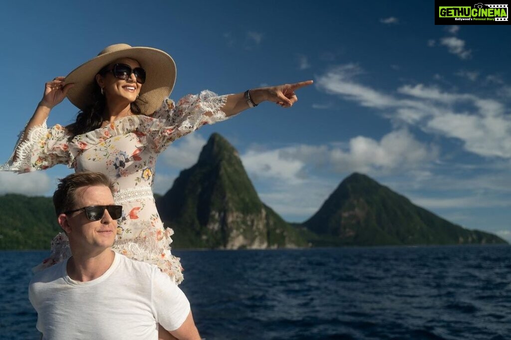 Preity Zinta Instagram - Nestled in the lush greenery of Saint Lucia, you are sure to be captivated by the beauty of the iconic Pitons. Towering above the azure waters, these majestic twin peaks will truly steal your hearts! 💑❤️ ⚾️ As cricket enthusiasts, you can’t miss the opportunity to witness the thrilling Caribbean Premier League with the incredible Saint Lucia Kings. The electric atmosphere, the roaring crowd, and the explosive energy of the players create an unforgettable experience for the biggest part in sport! 🙌🔥Let's unite in the spirit of cricket and indulge in the Lucian charm that makes this experience truly extraordinary! 🌴🏆💛 #beinspired #CPL23 #kiteyenspiewew #letherinspireyou @travelsaintlucia @saintluciatourismauthority