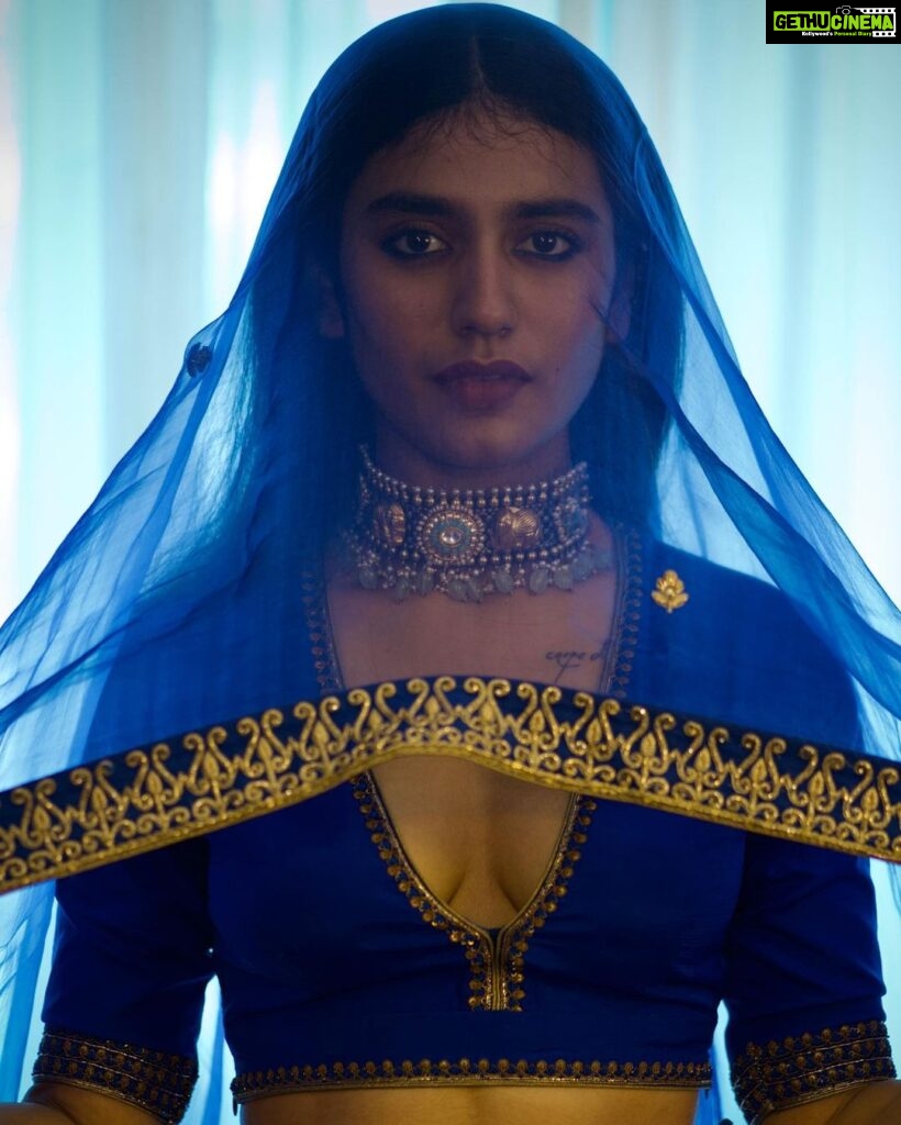 Priya Varrier Instagram - “नीली नदी”🧿 Wearing: @nisharahmed_ Styling: @styledbysmiji Jewellery: @osvagindia Photography: @harikumar.gk