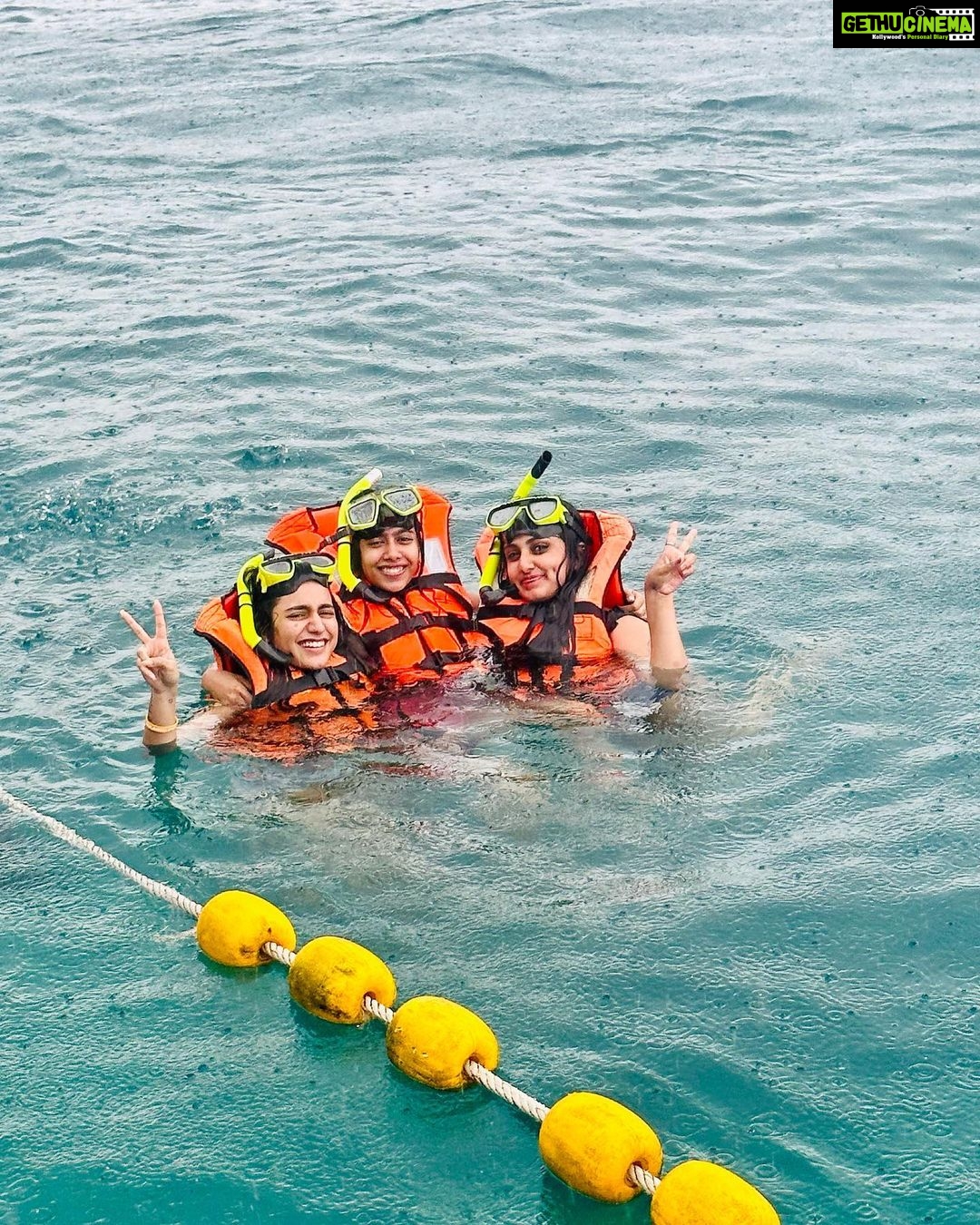 Priya Varrier - 668.2K Likes - Who could resist the clear blue waters at Phi Phi?
Not even the two of my best friends who were trembling at the thought of getting in.
None of us know how to swim,yet had the best time snorkeling and just chilling with the fishies!🐬
Thank you @angsanalagunaphuket for your hospitality and @pickyourtrail for making it happen!