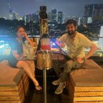 Priyanka Nalkari Instagram - #dinnerdate with @rahulvarmas🍽️ ❤️👩‍❤️‍👨 #mandatorypic #instamood #actress #blackfrock #frocklover #malaysia #mantrarooftop #resto #evenglights #view #goodnight Mantra Rooftop Bar & Lounge