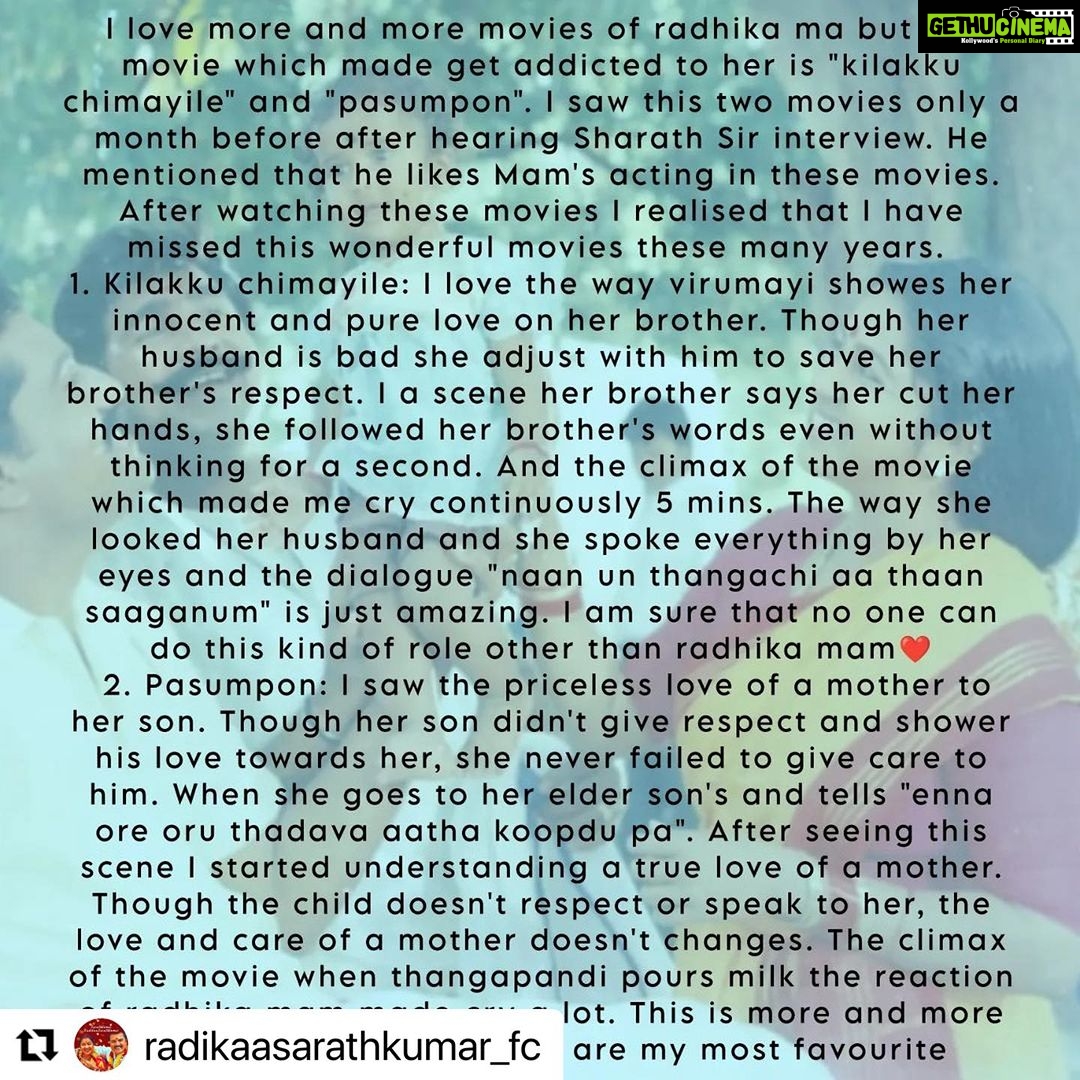 Raadhika Sarathkumar Instagram - Thank you for the love and affection 🙏🙏🙏