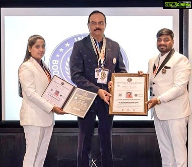 Radha Instagram - Love of my life my husband Dr. Rajasekaran Nair, Udaya Samudra Group CEO and Chairman was awarded the India Book of World Record for being a leader in the field of tourism and hospitality management at a ceremony held at Shangri-Layil, Singapore. He is taking over the World record from IBWR Chairman Dr. Saddam Hussein. International excellence award for the most exemplary activities was also presented to Rajasekharan Nair, was honored at a function held as part of India's G20 celebrations. He always loves the family to be around in such big happy moments.