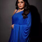 Ramya Krishnan Instagram – Styled by @jukalker 
Styling team @pratimajukalkar

Disco saree @itrhofficial 💙

Jewellery @radhikadiamonds

Makeup by @adhishreep
Hairstylist @kamaldeepss
Shot by @venurasuri 

#DanceIkonOnAha
#dance #teampreetham #blue #teamramya #judge