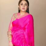 Ramya Krishnan Instagram - Styling by @jukalker Styling team @pratimajukalkar Pink ruffle saree by @asalabusandeep Jewellery @archithamauryagirrijewellery Makeup by @prakatwork Hairstylist @sharmilahairstylist Shot by @pranav.foto #aha #judge #DanceIkonOnAha #pink