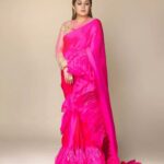 Ramya Krishnan Instagram - Styling by @jukalker Styling team @pratimajukalkar Pink ruffle saree by @asalabusandeep Jewellery @archithamauryagirrijewellery Makeup by @prakatwork Hairstylist @sharmilahairstylist Shot by @pranav.foto #aha #judge #DanceIkonOnAha #pink