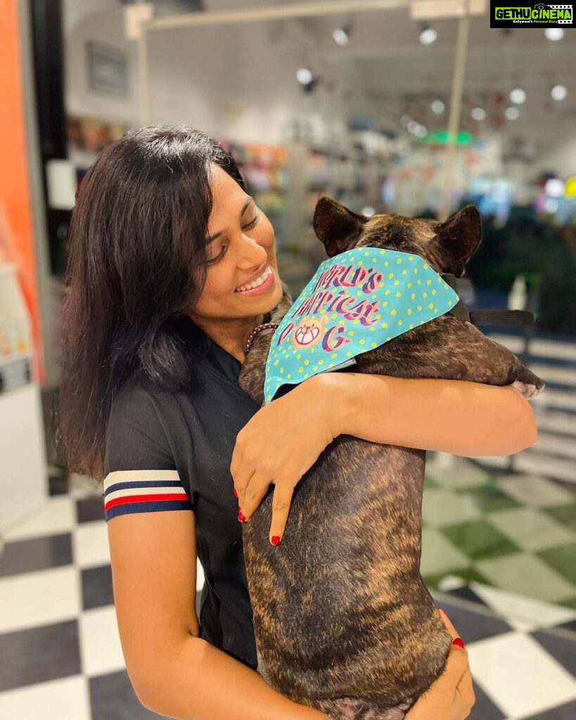 Ramya Pandian Instagram - I had no inkling that my bond with puppies will become so intact until this bomb of love barged into my life ♥️… Her innocent face, the way it misses my absence, welcoming me home, it’s clingy nature, even my kindred cannot dare to touch my possession is the extent of her guardianship, her demeanor in becoming my bed-sharer, I can go on and on but stopping it here for the sake of stopping. In a nutshell, she is an epitome of endearment and an affable companion 🐶… Feeling head over heels in love. Thanks for bringing her home, into my life♥️ and vice versa😜 @sundari_designer #chanel #myamuluuuus #frenchie