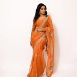Ramya Pandian Instagram - Marigold summers ✨ Photography & styling @anupamasindhia Saree @prishostore Blouse @dithi.studio Make up @vedyaa.balakumar Hair styling @thamizh.hairstylist Earrings @rajianand Team @livingin24fps #ramyapandian