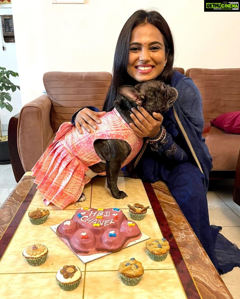 Ramya Pandian Instagram - Sharing birthdays with my favourite Leo - Chanel 🫶♥🐾 #ramyapandian #frenchie #birthday